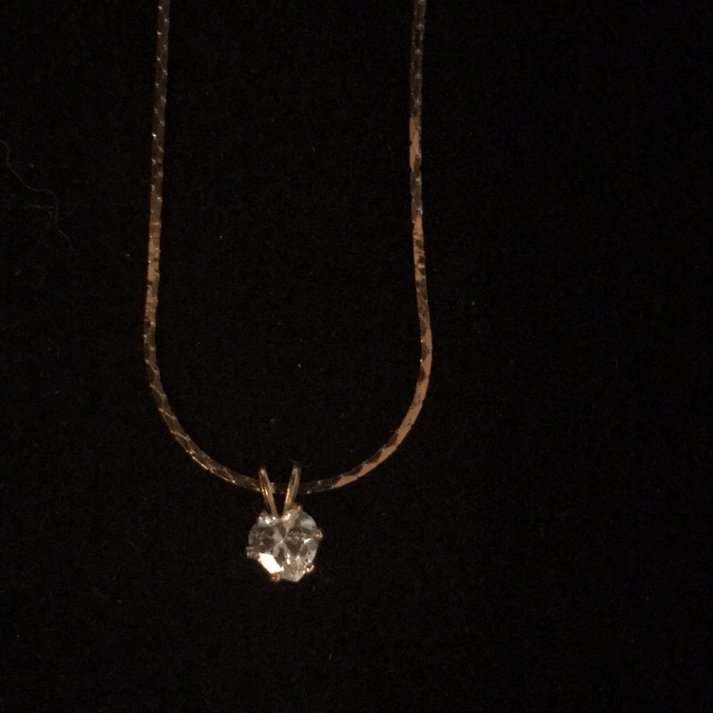 Gold Necklace w/ Solitare CZ Stone